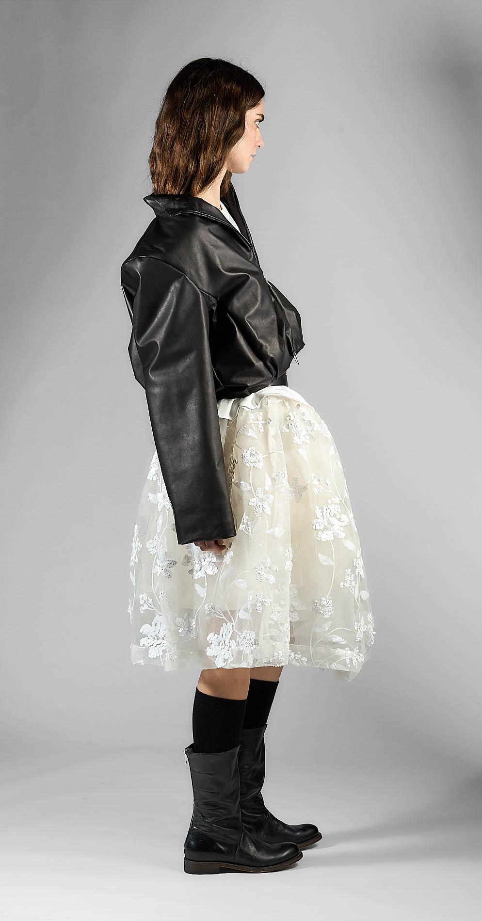 DANIELE BASTA LEATHER AND SILVER JACKET